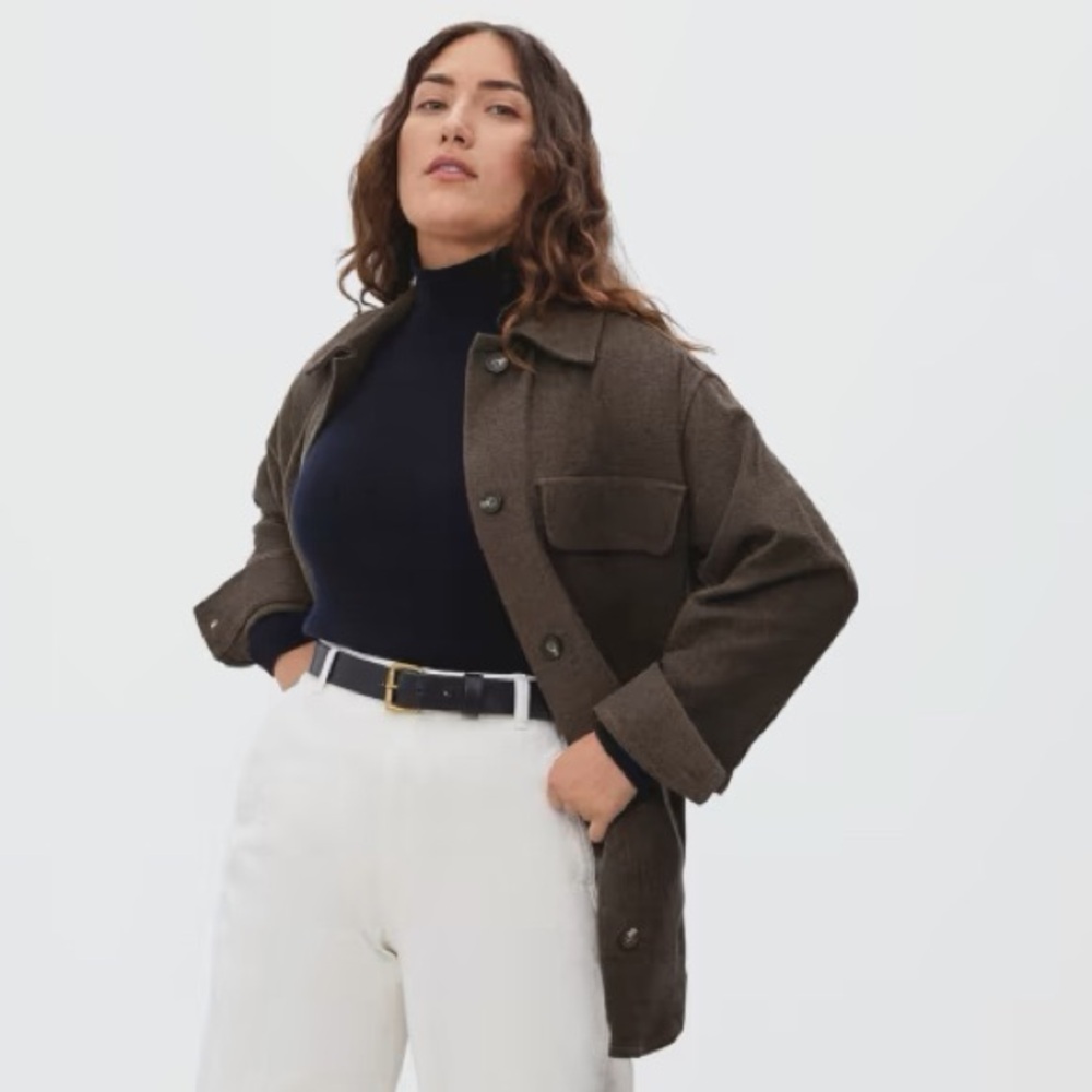 Brown Everlane cotton shirt jacket